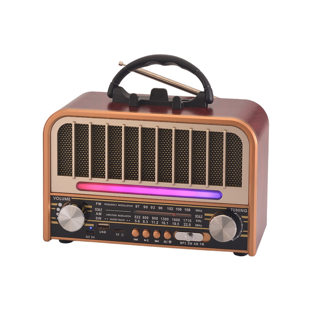 Old Style Wireless Outdoor Am Fm Radio built in Speaker with colorful light