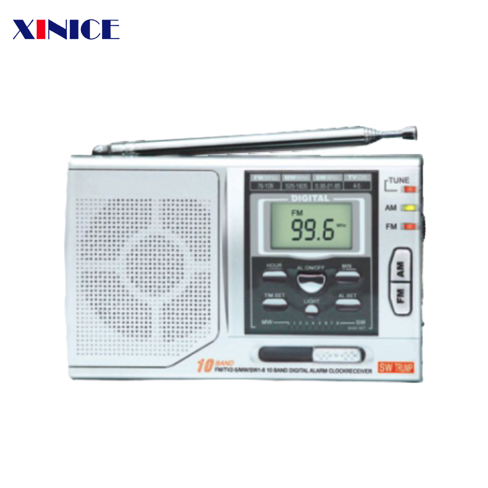 Old Digital Display Retro Radio Clock Function Radio Pocket 10 Band Radio 