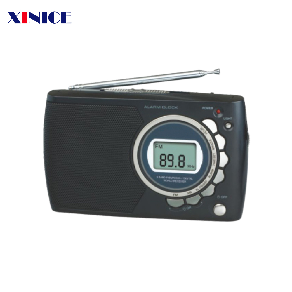 Multi band Fm Radio Mw Sw Digital Alarm Clock Lcd Screen Portable Fm Radio