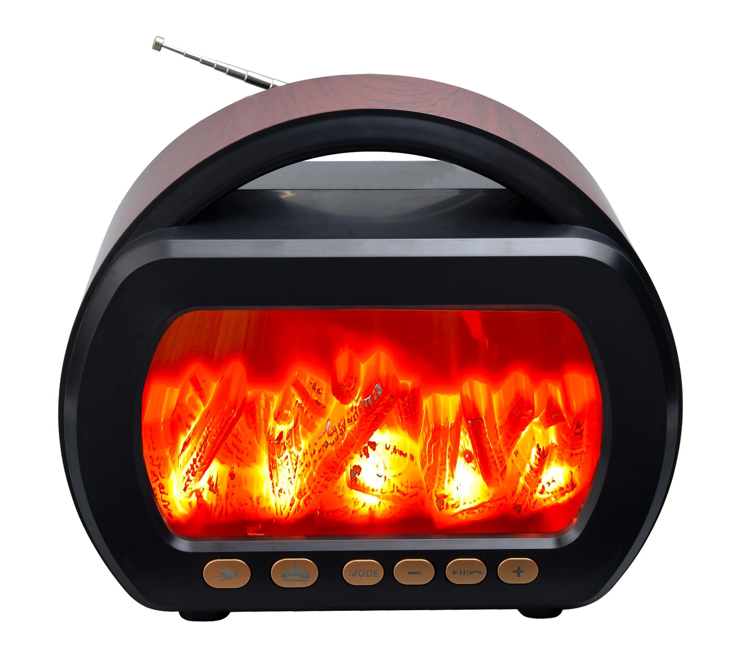 New Style Retro Classic Flame Light Battery Powered Fm Radio Desktop Radio