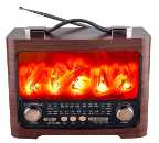 Best Selling Multi Band Radio Portable Retro Style Flame Light Wooden Radio