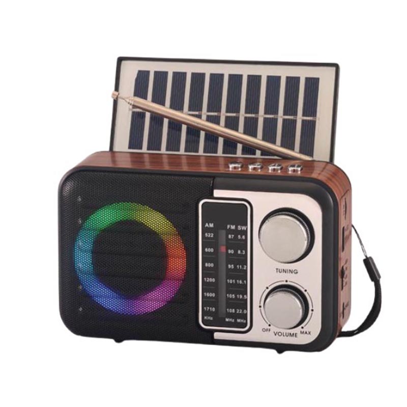 Classic Style Solar Powered Rgb Light Outdoor Radio Battery Operated Radio