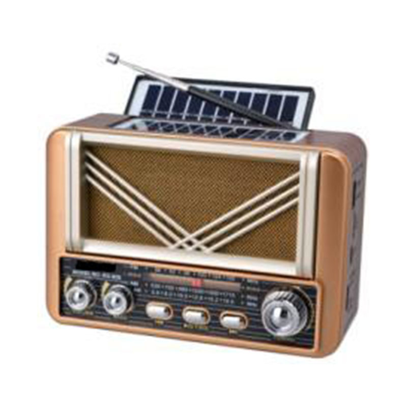Retro Style Desktop Radio Battery Powered Double Solar Panel Portable Radio