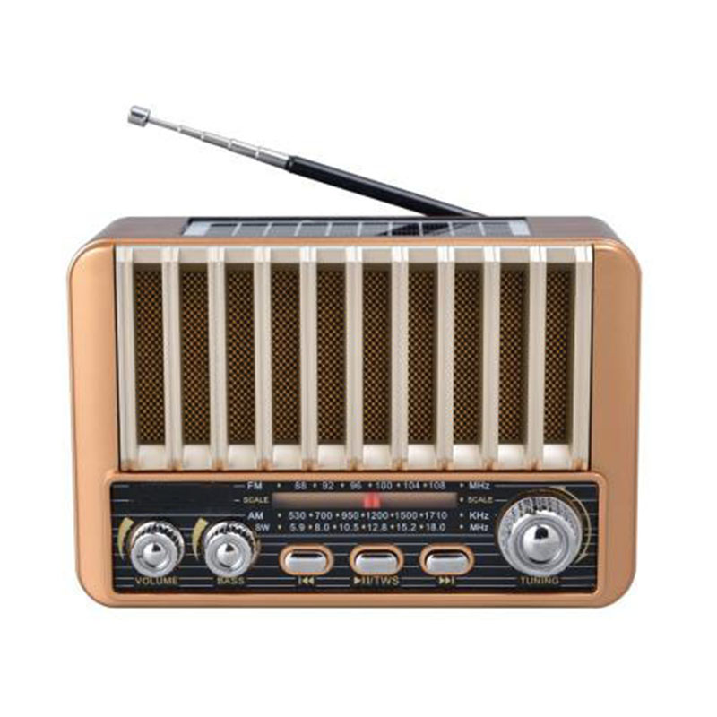 Latest Model Outdoor Solar Panel Stereo Radio Wooden Retro Radio with Usb player