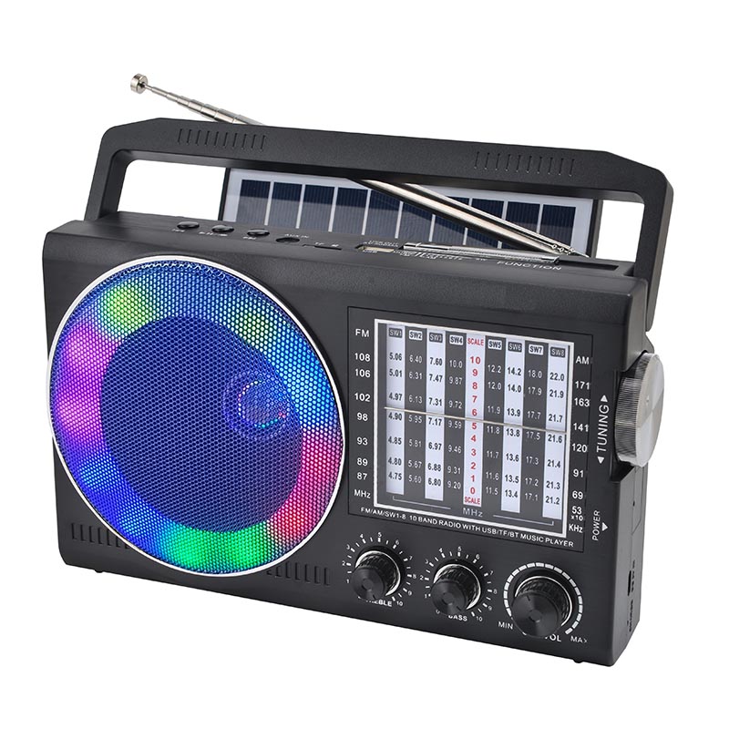 Disco Light Solar Powered Radio Multi Band Radio Receivers with Usb Tf Card 
