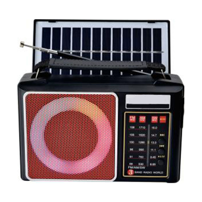 New Popular Colorful RGB Lights Solar Rechargeable Radio AM FM SW Portable Radio